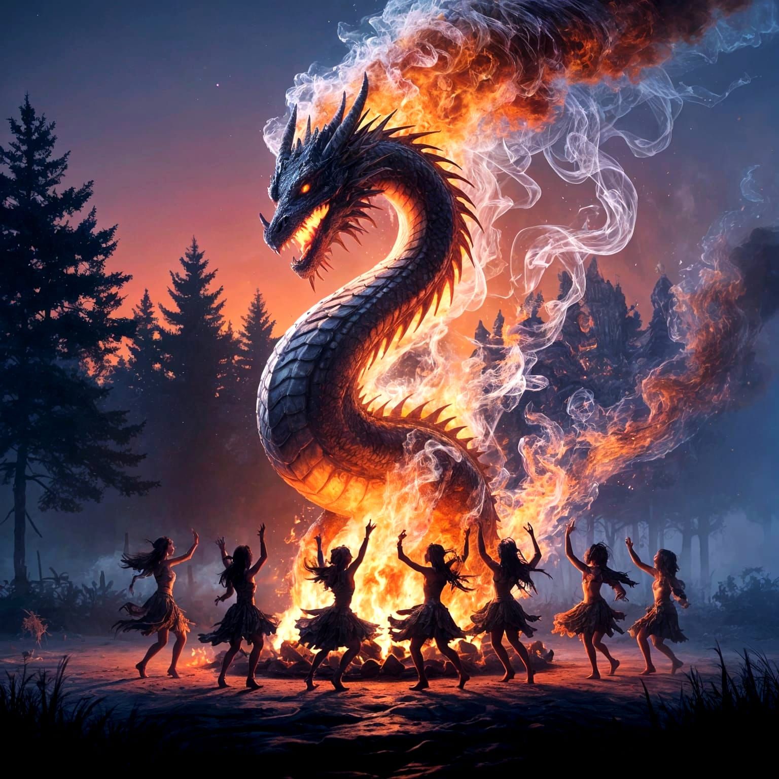 Bonfire Dragon: A Fantasy Concept Art Masterpiece