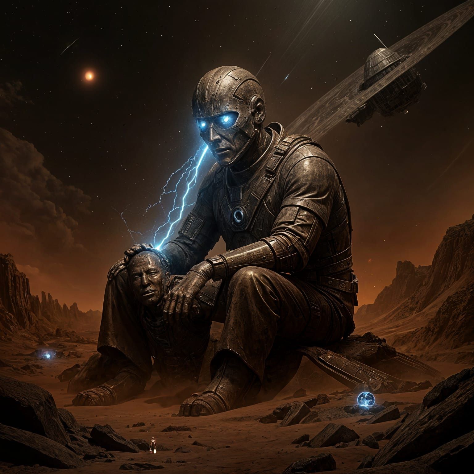 Sorrowful Satellite Over Dead Planet: Cinematic Panorama