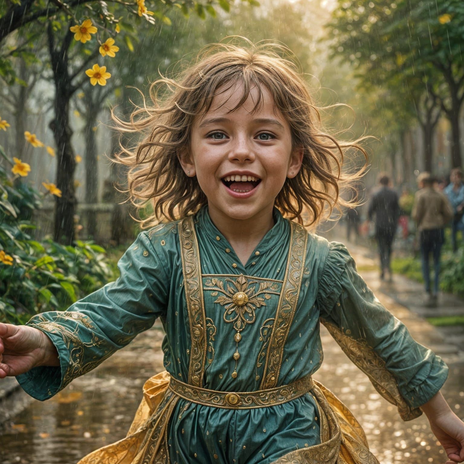 Child's Joyful Dance: Fantasy Art Nouveau Portrait