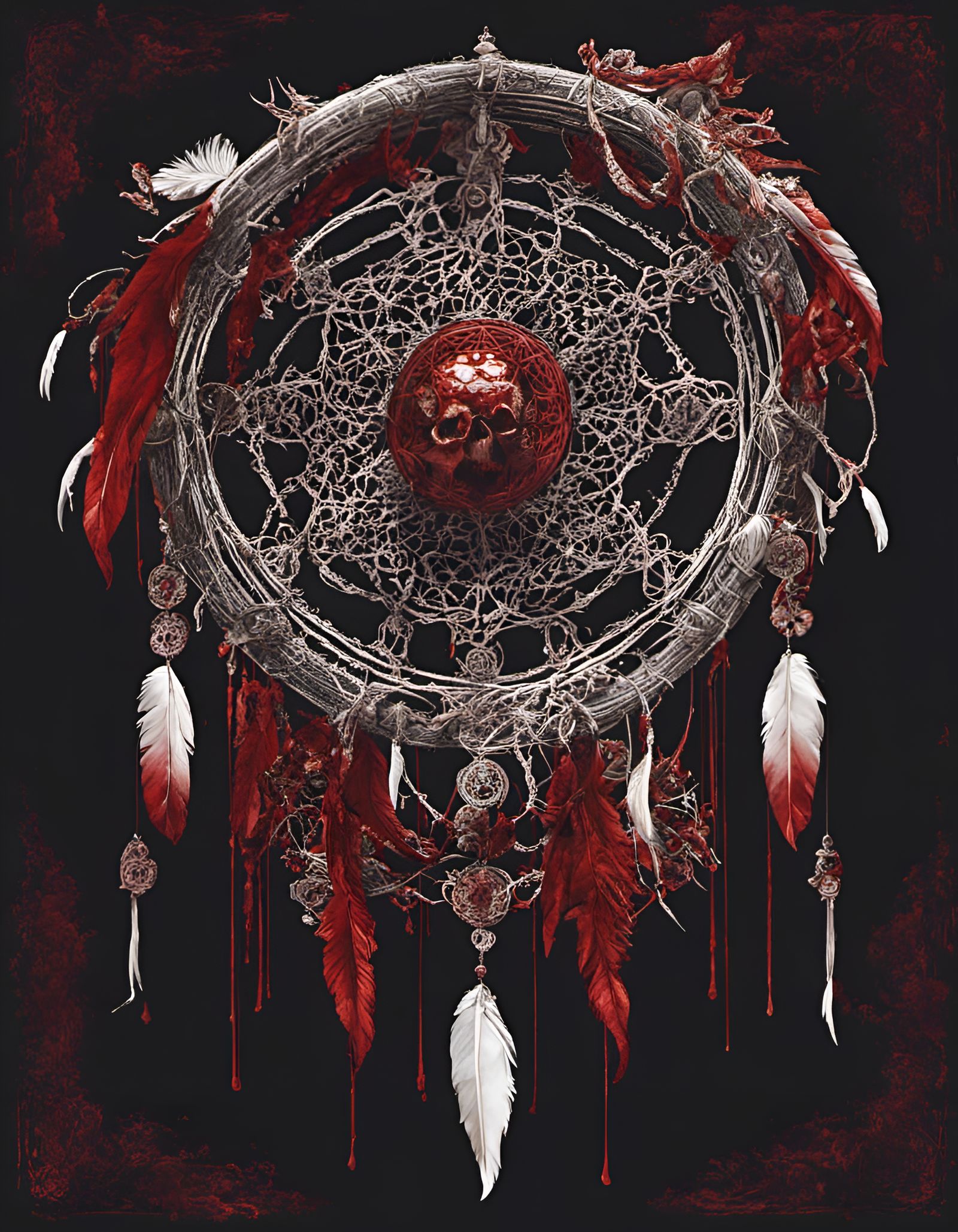 Visceral Bone Dreamcatcher with Dripping Blood