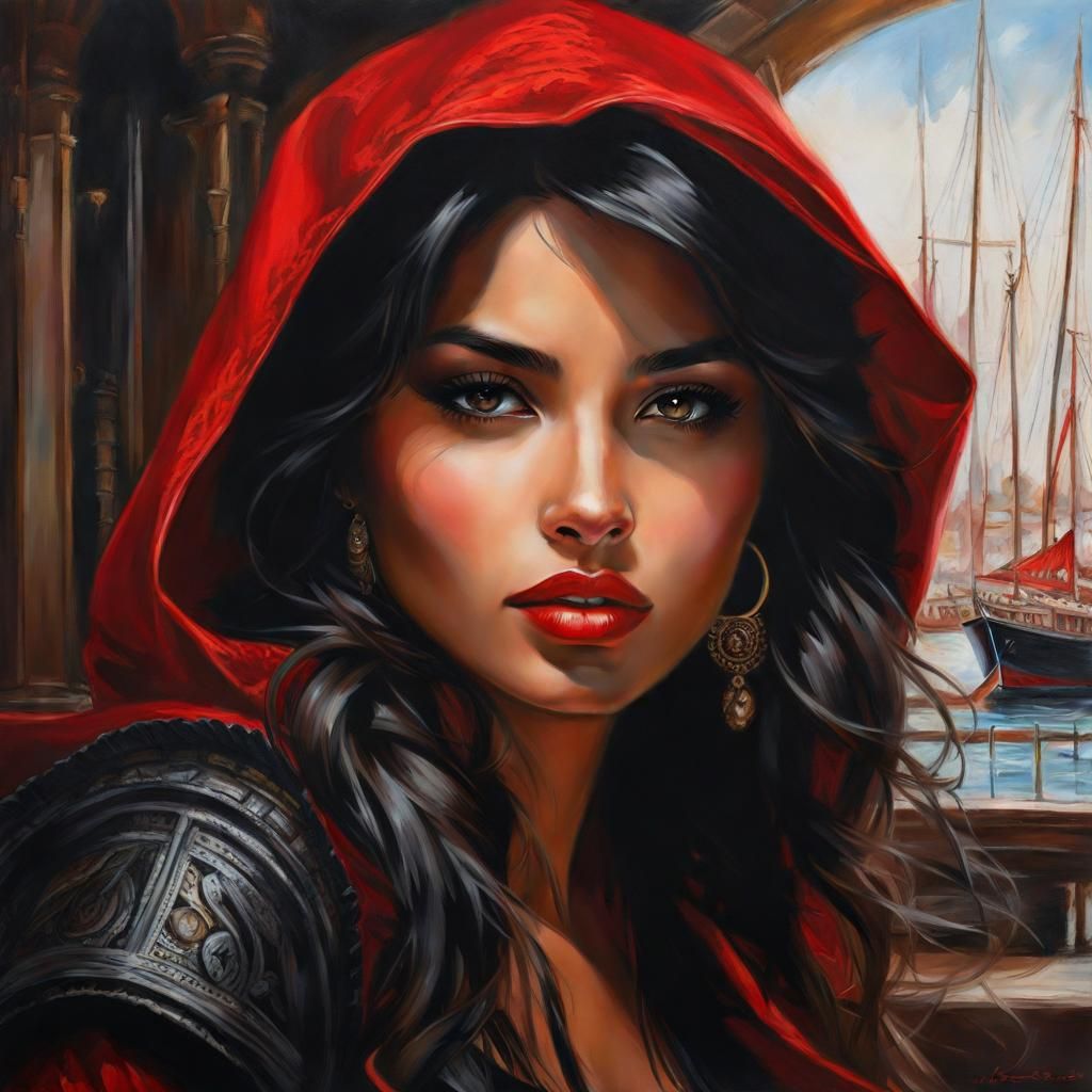 Beautiful Latina Girl Portrait in Office, Detailed Style