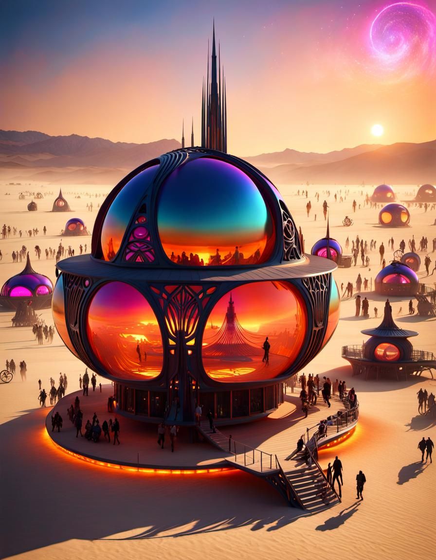 A futuristic installation at the Burning Man festival