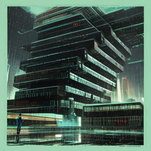 Futuristic Runner in Glitchy Rubik's Cube City