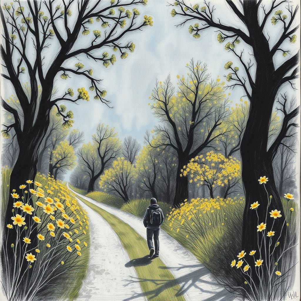 Walking Barefoot on a Vibrant Yellow Path