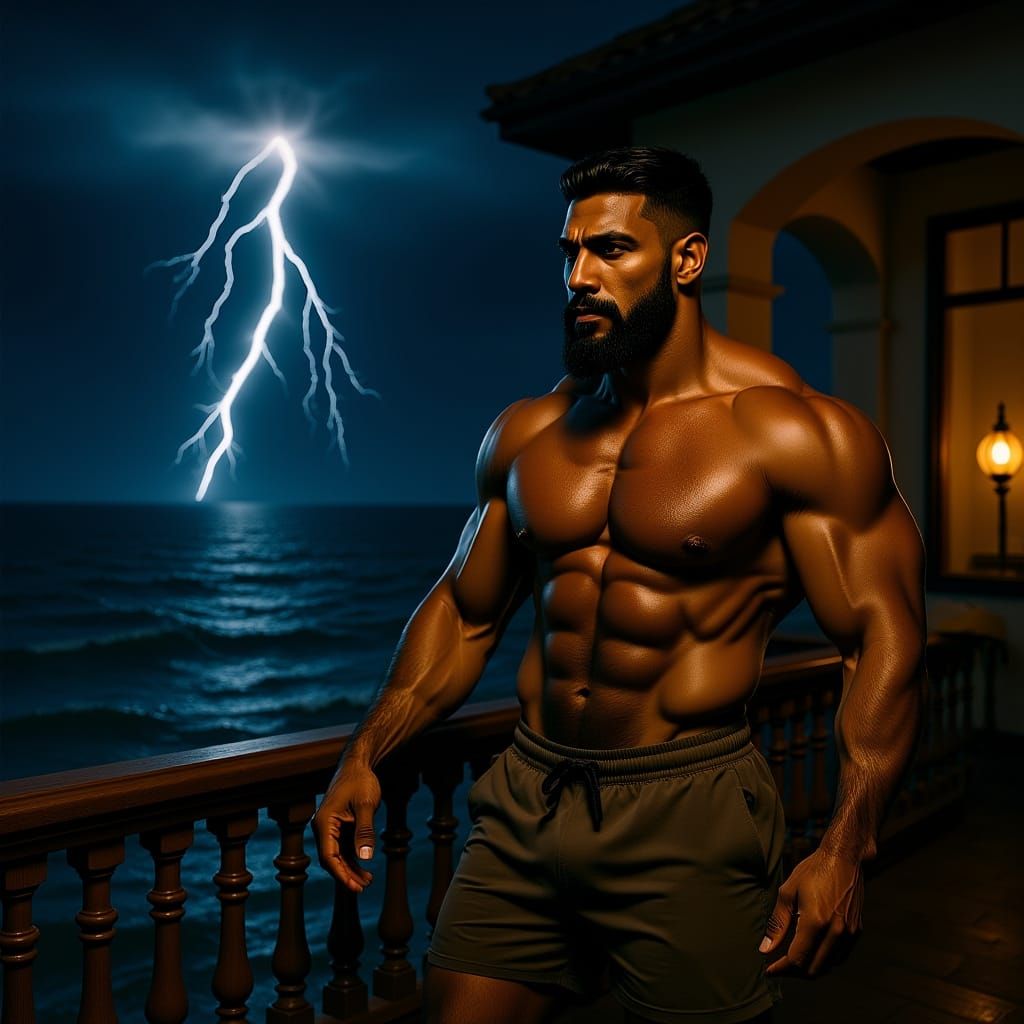 Ethiopian Man Gazes at Turbulent Sea in Eerie Light