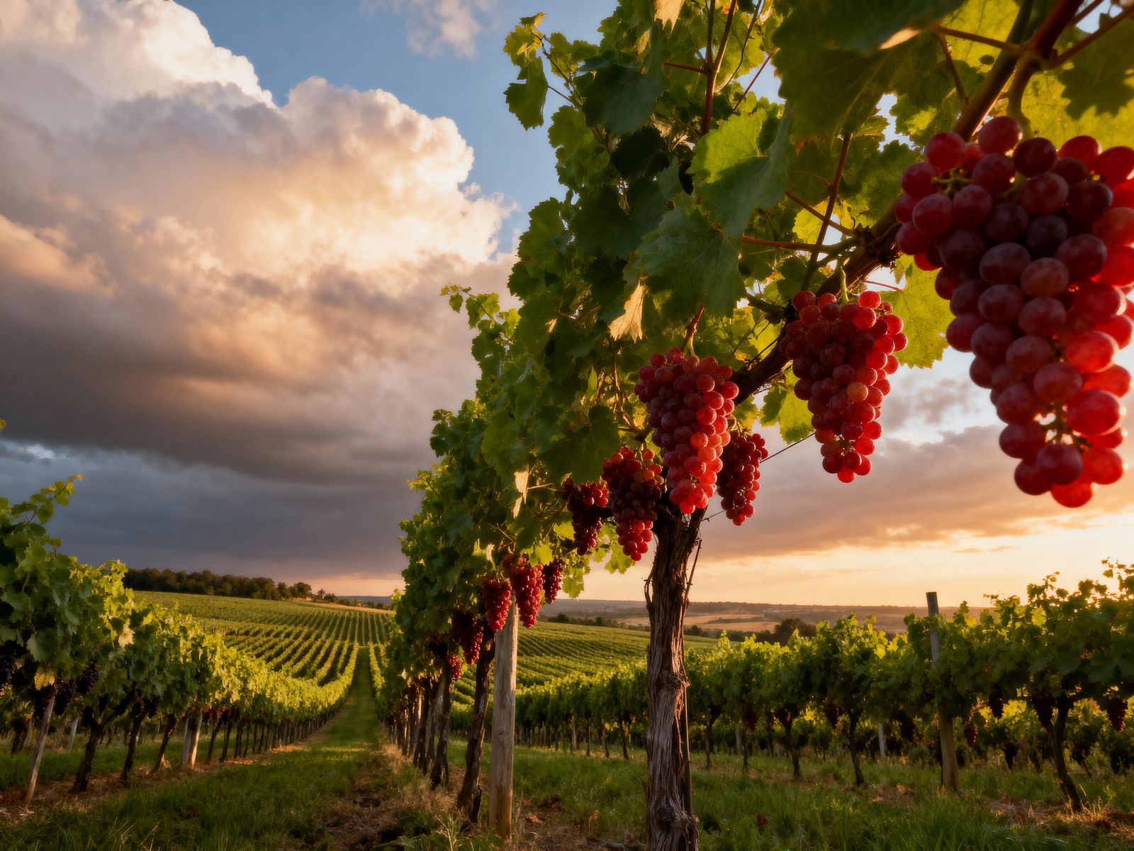 Photorealistic Vineyard at Golden Hour
