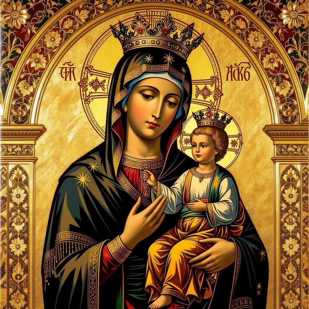 Virgin Mary Icon in Baroque Style