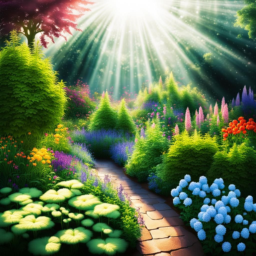 Radiant Glowing Plants in a Divine Garden