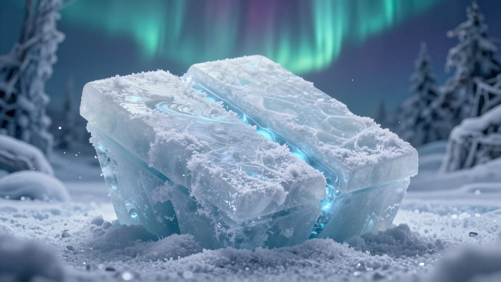 Boreal Memory Capsule: Frosted Artifact with Blue Light