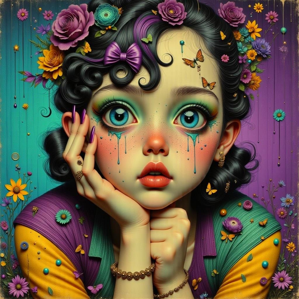 Whimsical Goth Beauty Embracing Heartache