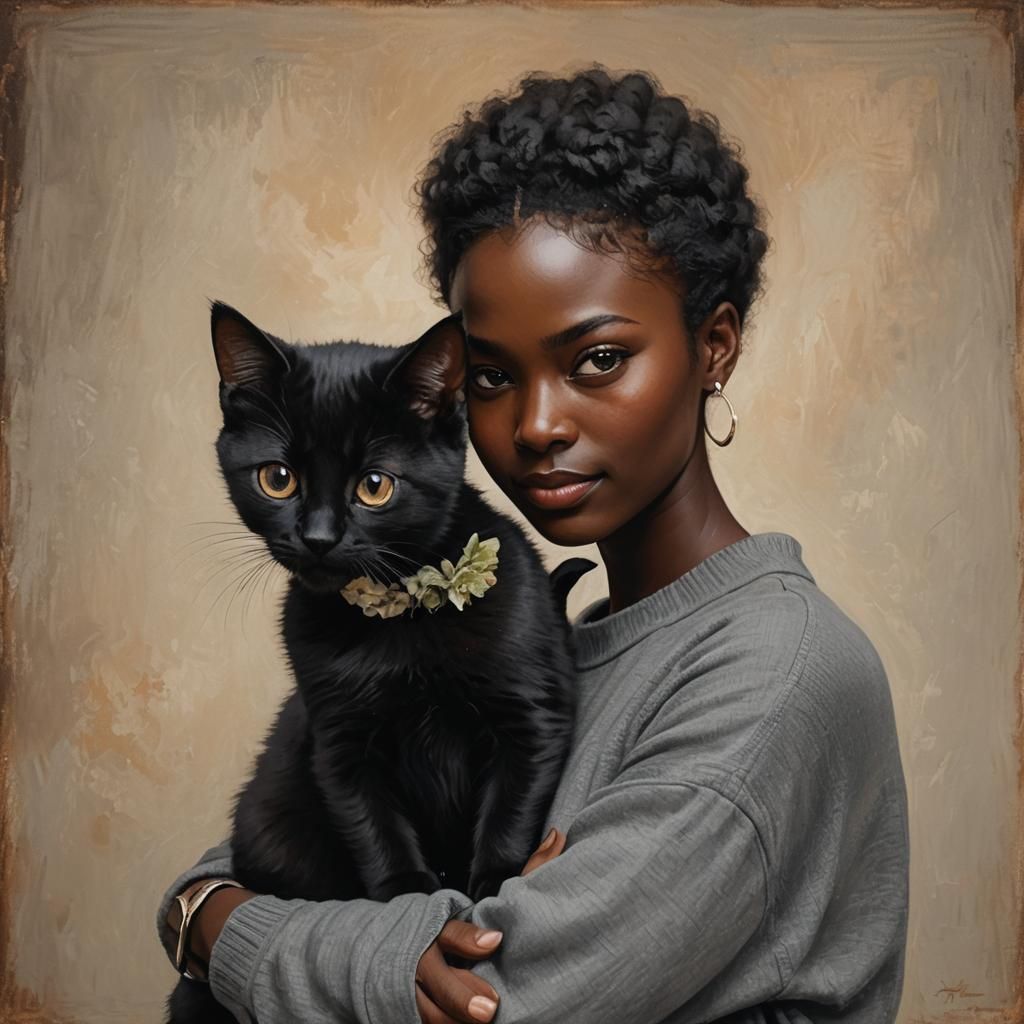 Affectionate Black Kitten and Human Companion