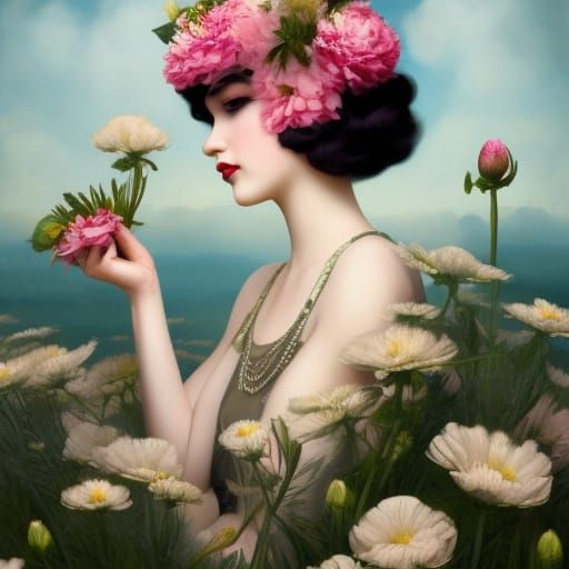 Flapper Girl in Flowers: Roaring Twenties Aesthetic