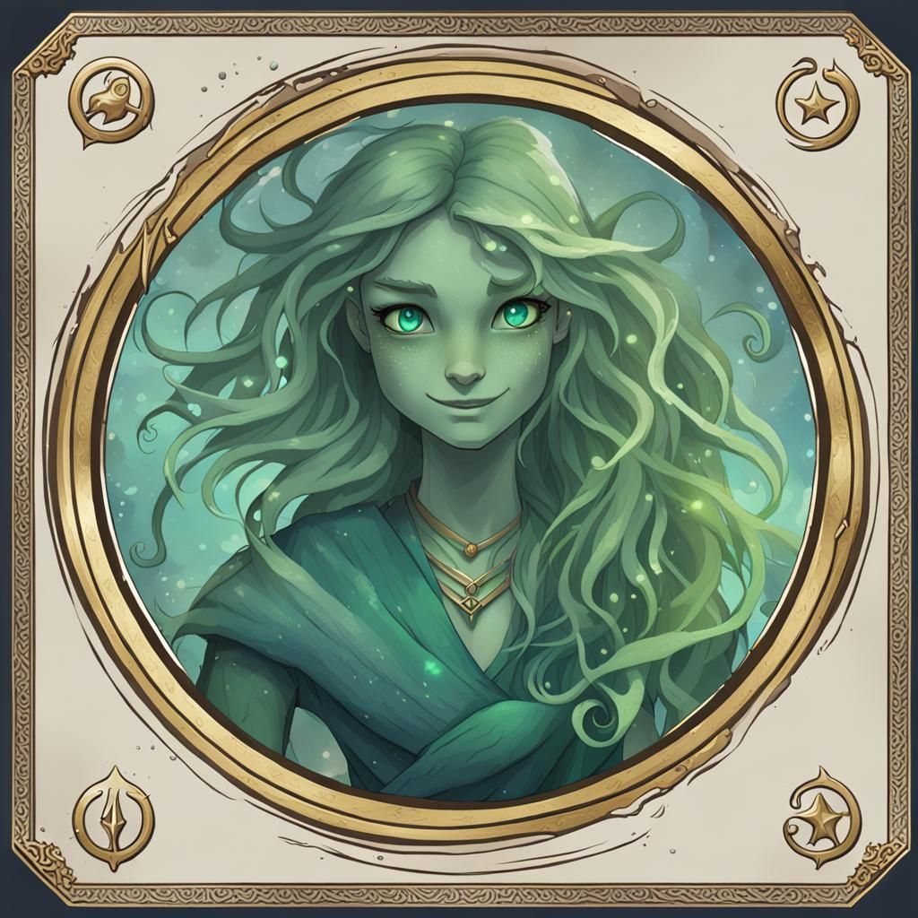 Sea Creature Portrait with Trident and Celtic Tiara