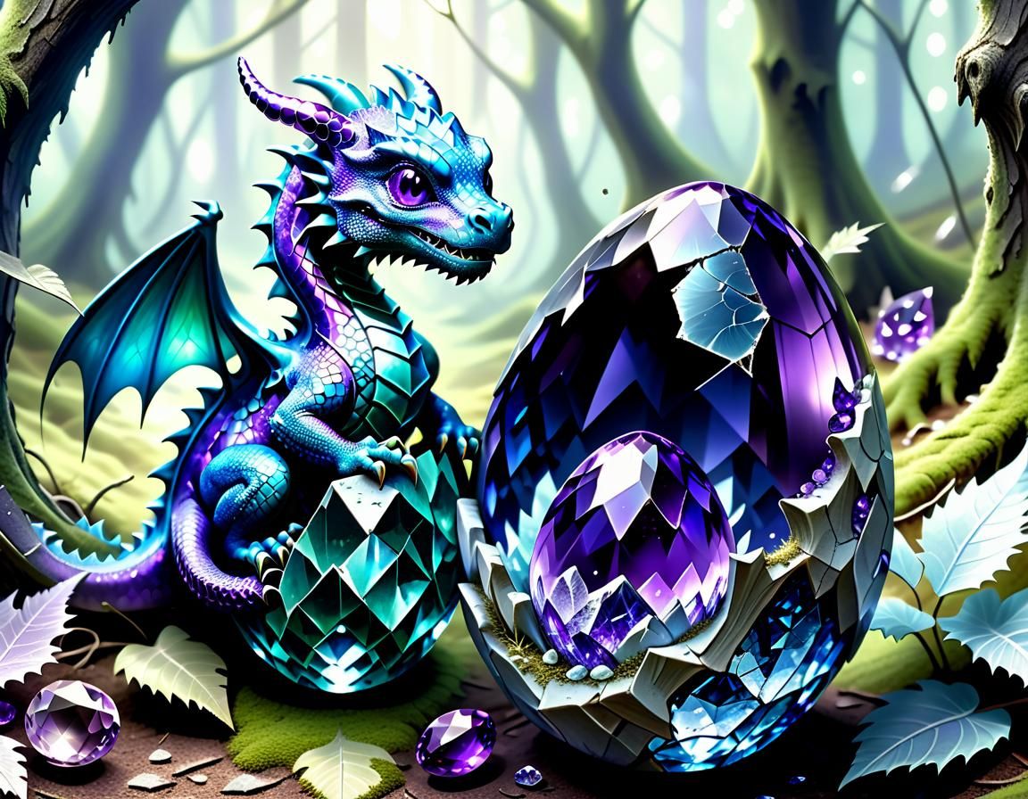 Baby Dragons Hatching from Gem Eggs