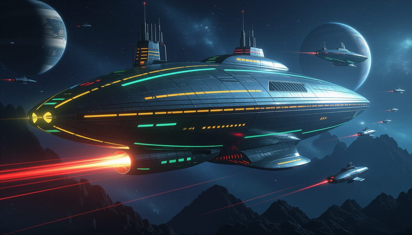 Bioluminescent Spaceship with Snail Shell Design