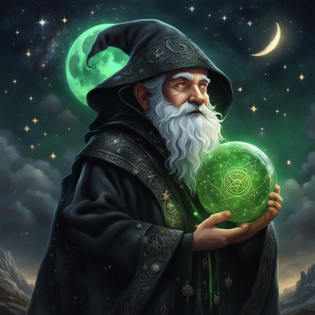 D&D Gnome in Starry Robe: Detailed Digital Painting