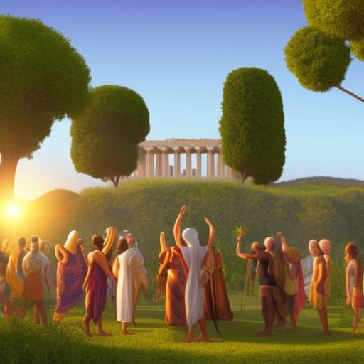 Ancient Greek City Scene in Bright 3D Style