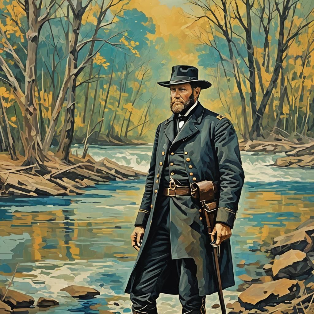 Ulysses S Grant Crossing the Rappahannock in Abstract Art