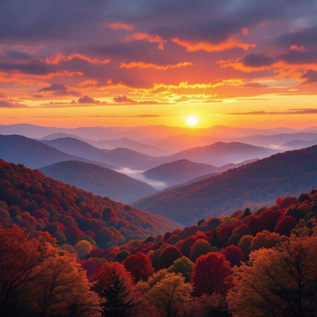 Blue Ridge Mountains: Autumnal Panoramic Landscape