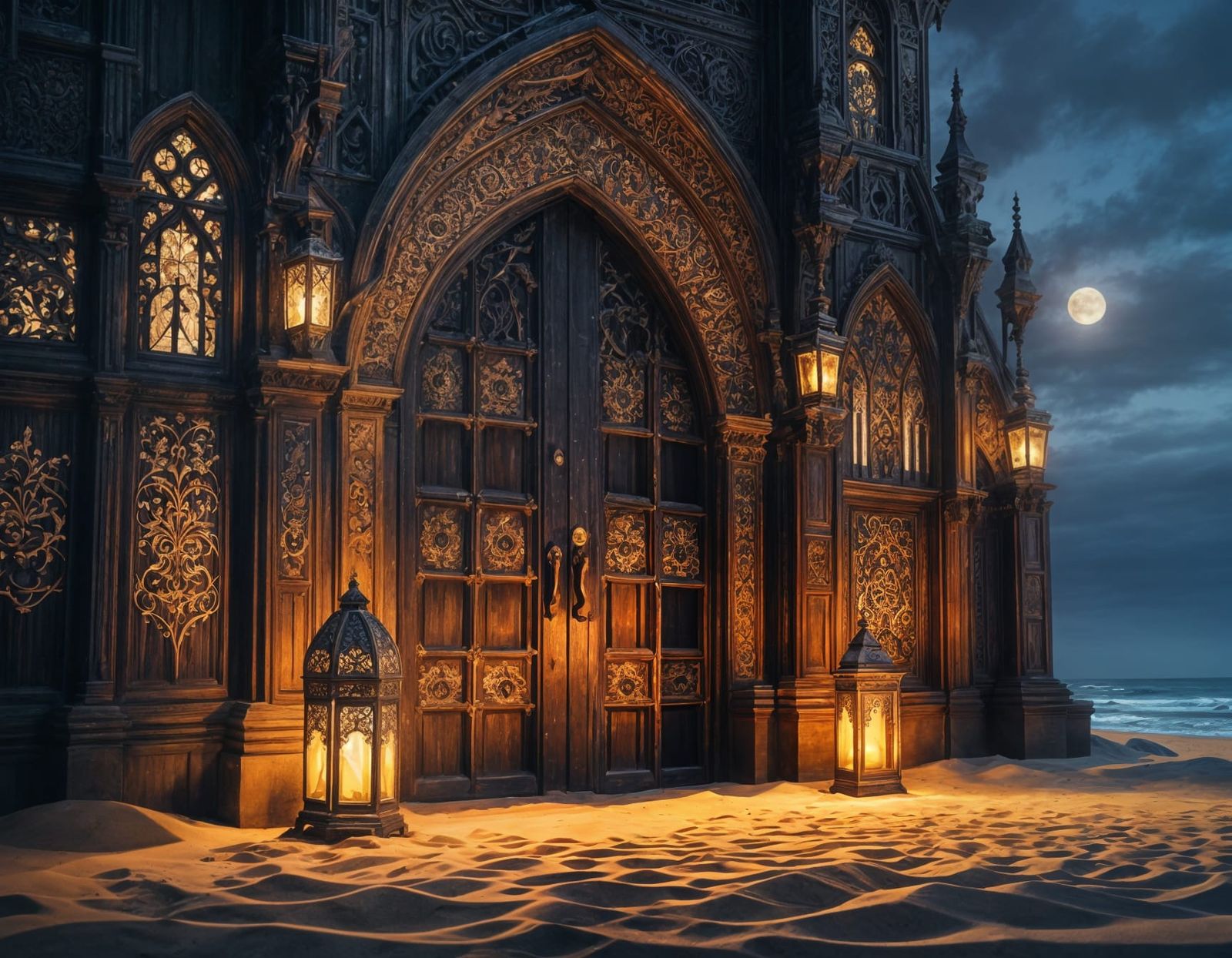 Gothic Door on Twilight Beach