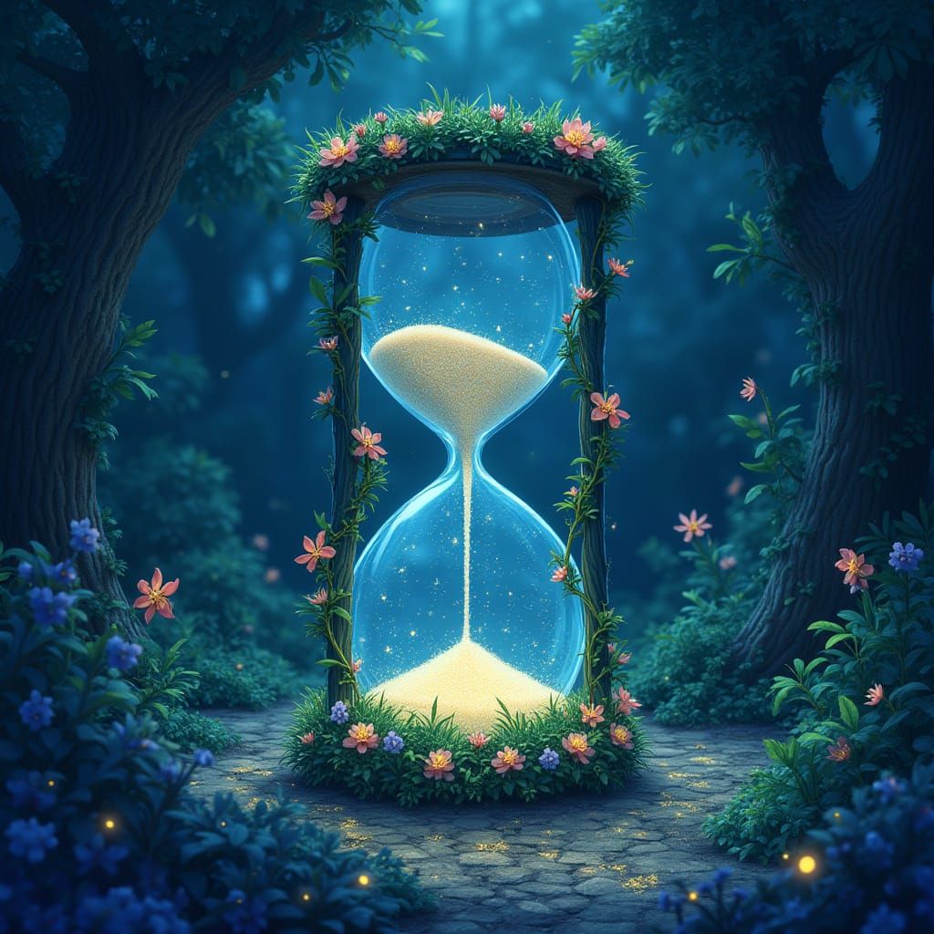 Stardust Hourglass in Bioluminescent Jungle