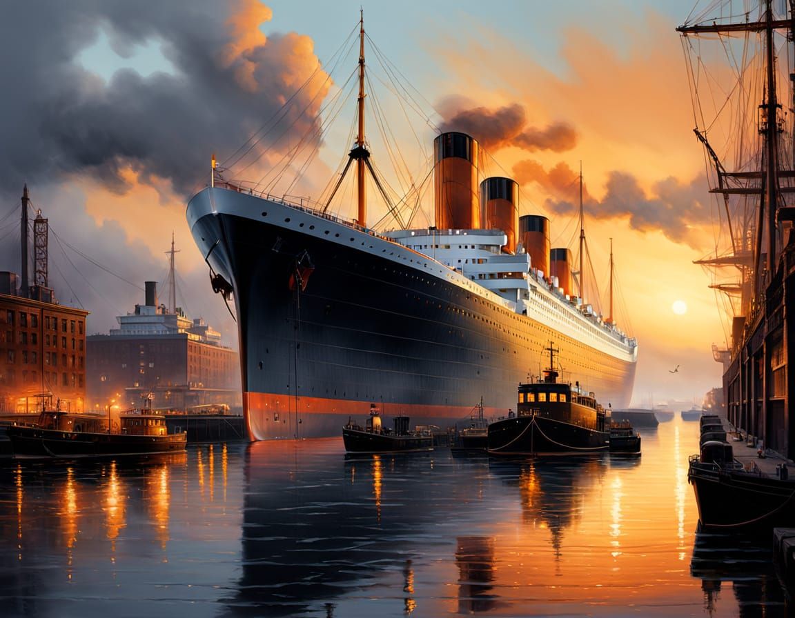 Historic New York Harbor in Dawn's Warm Light