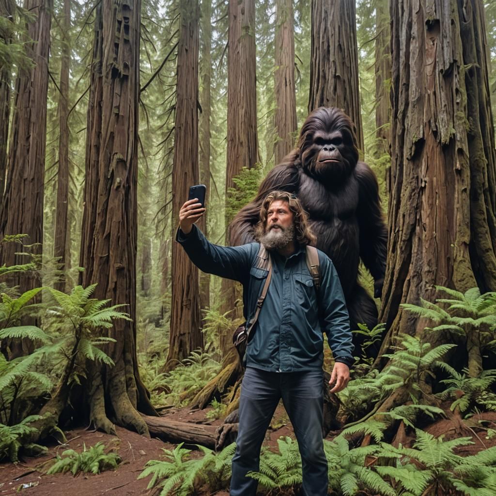 Sasquatch Photo Bomb in Redwood Forest