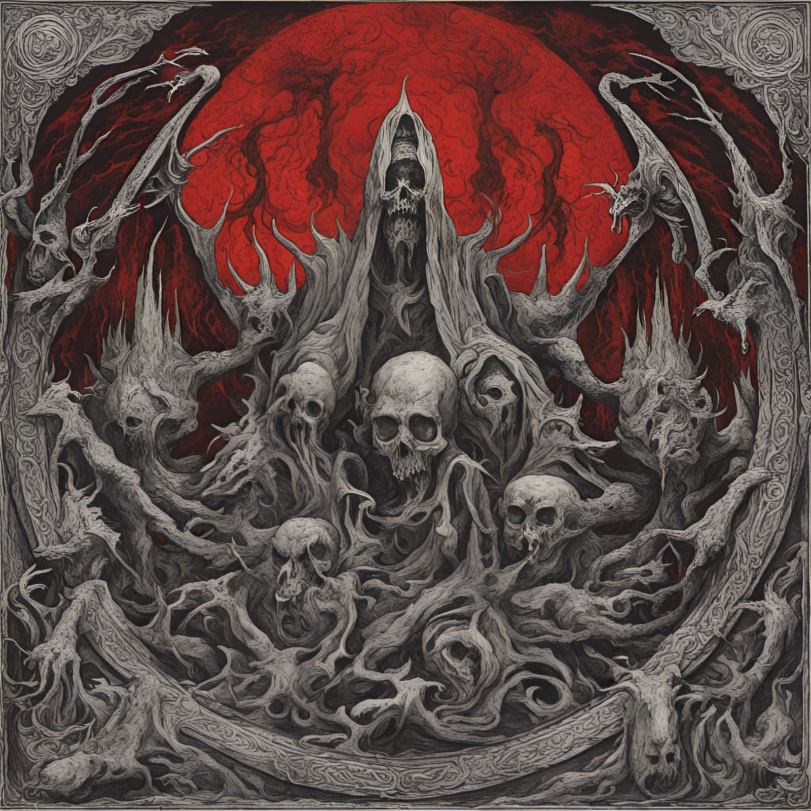 Red Mist Hellscape in Black Metal Style