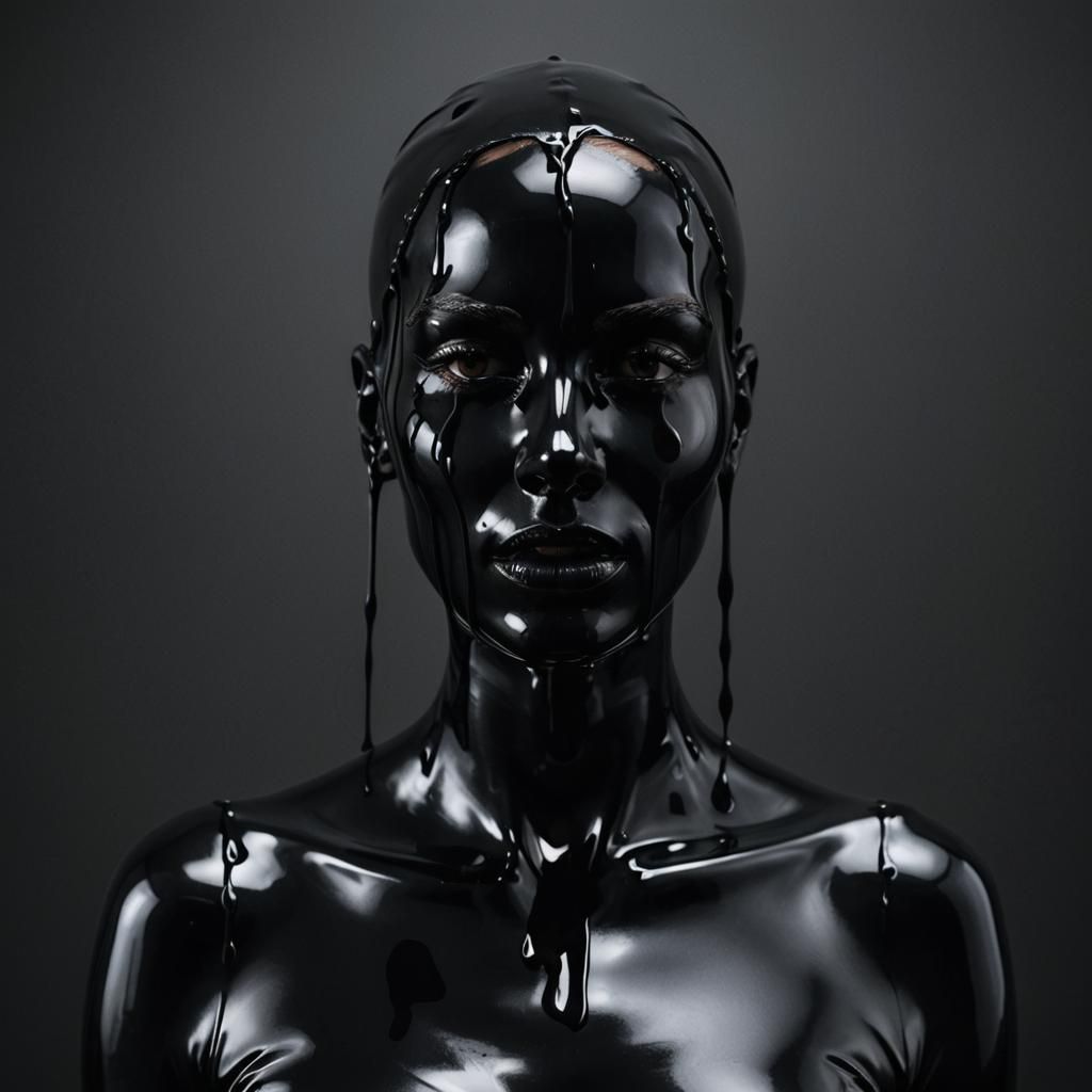 Conceptual Art: Woman in Dripping Black Latex