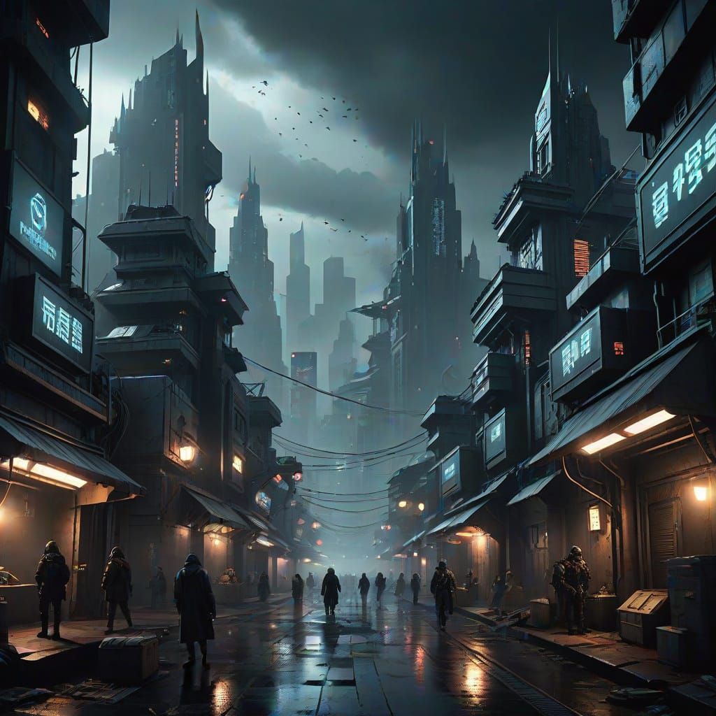 Menacing Darkness Engulfs Futuristic Cityscape