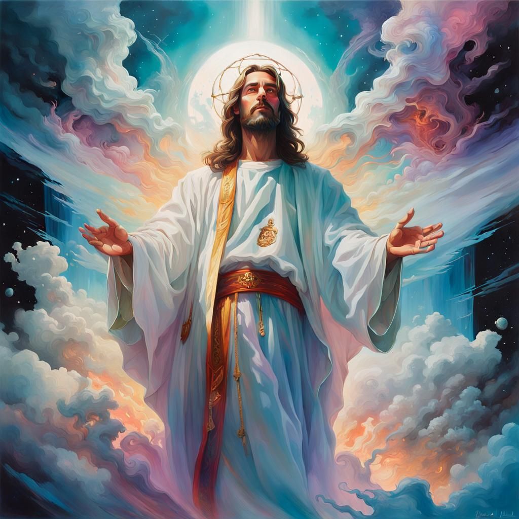 Jesus's Triumphant Return: Vaporwave Art