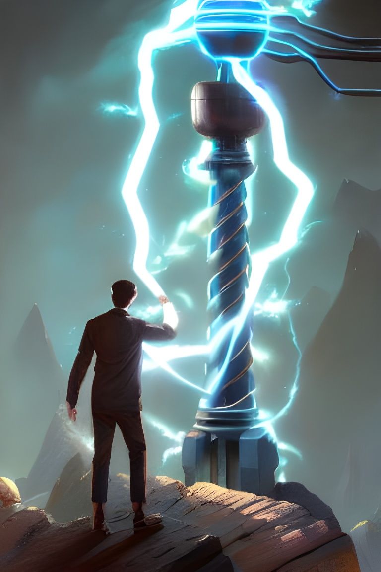 Nikola Tesla's Electric Fantasy: Detailed Digital Portrait