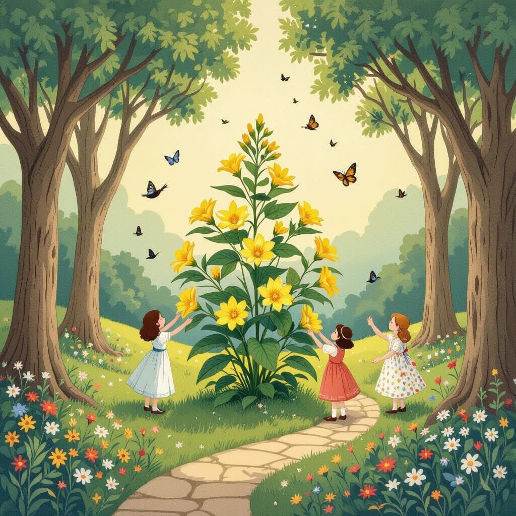 Greater Celandine Healing Plant in Whimsical Garden