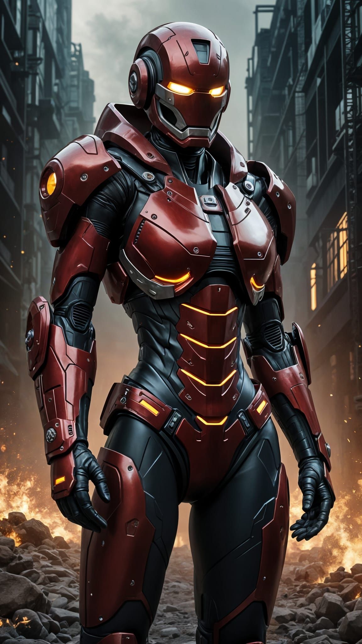 Sophia Bush as Crimson Dynamo in Realistic Comic Art Style