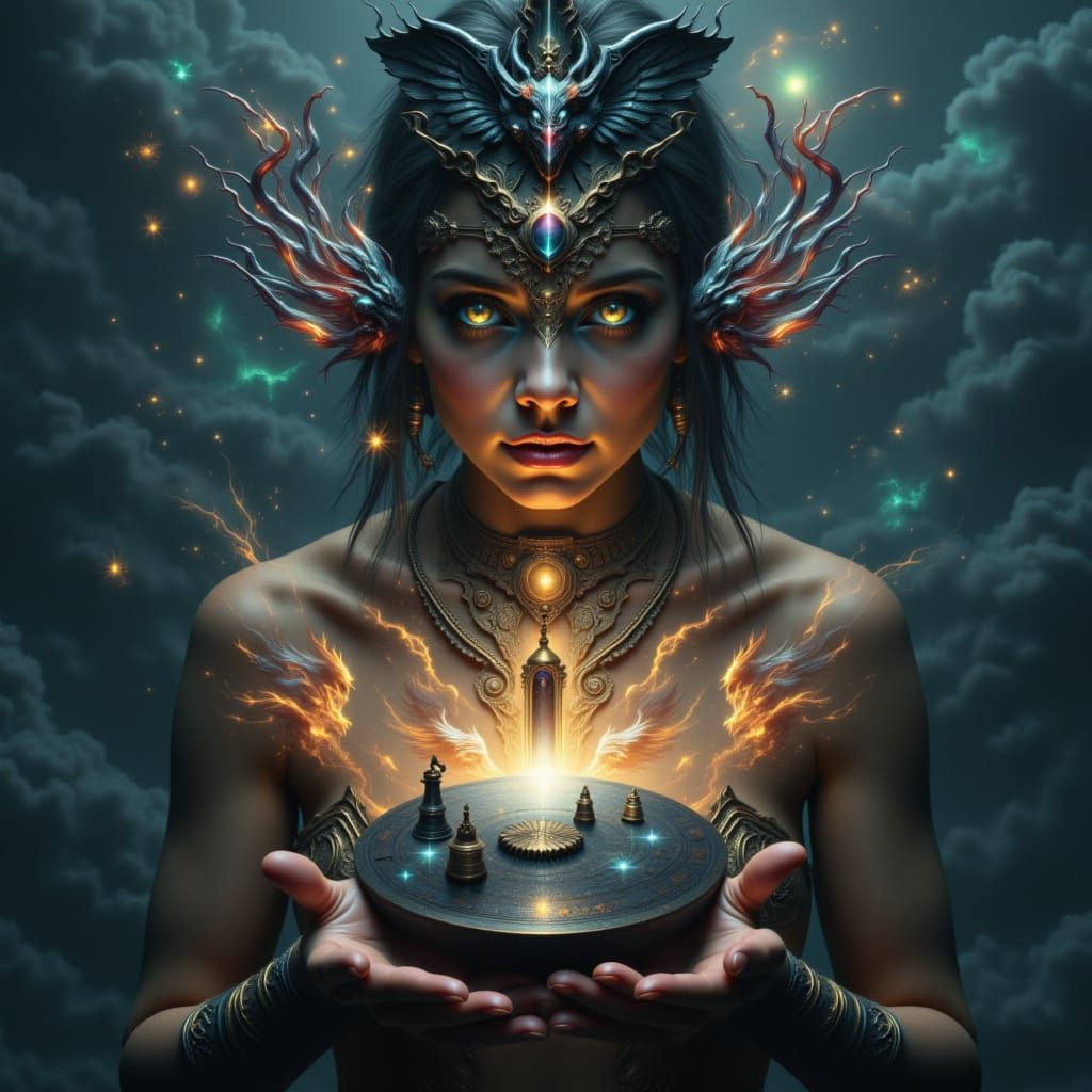 Ancient Bells & Rune Stone Glow Double Exposure