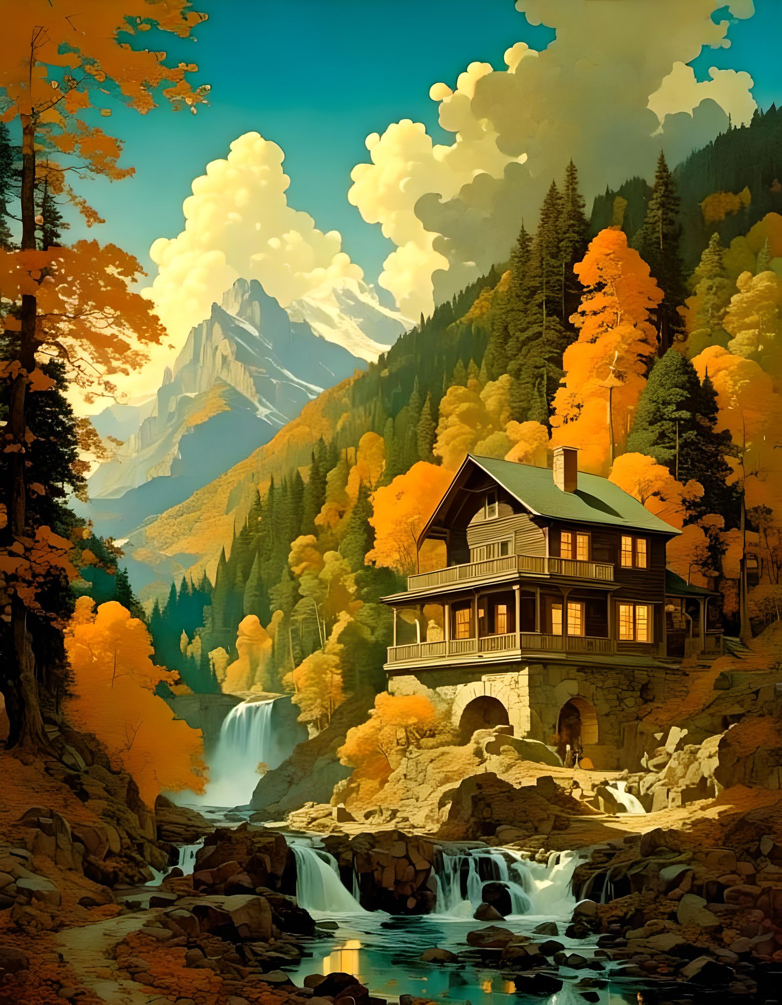 Cabin Fever by Maxfield Parrish (an AI original)