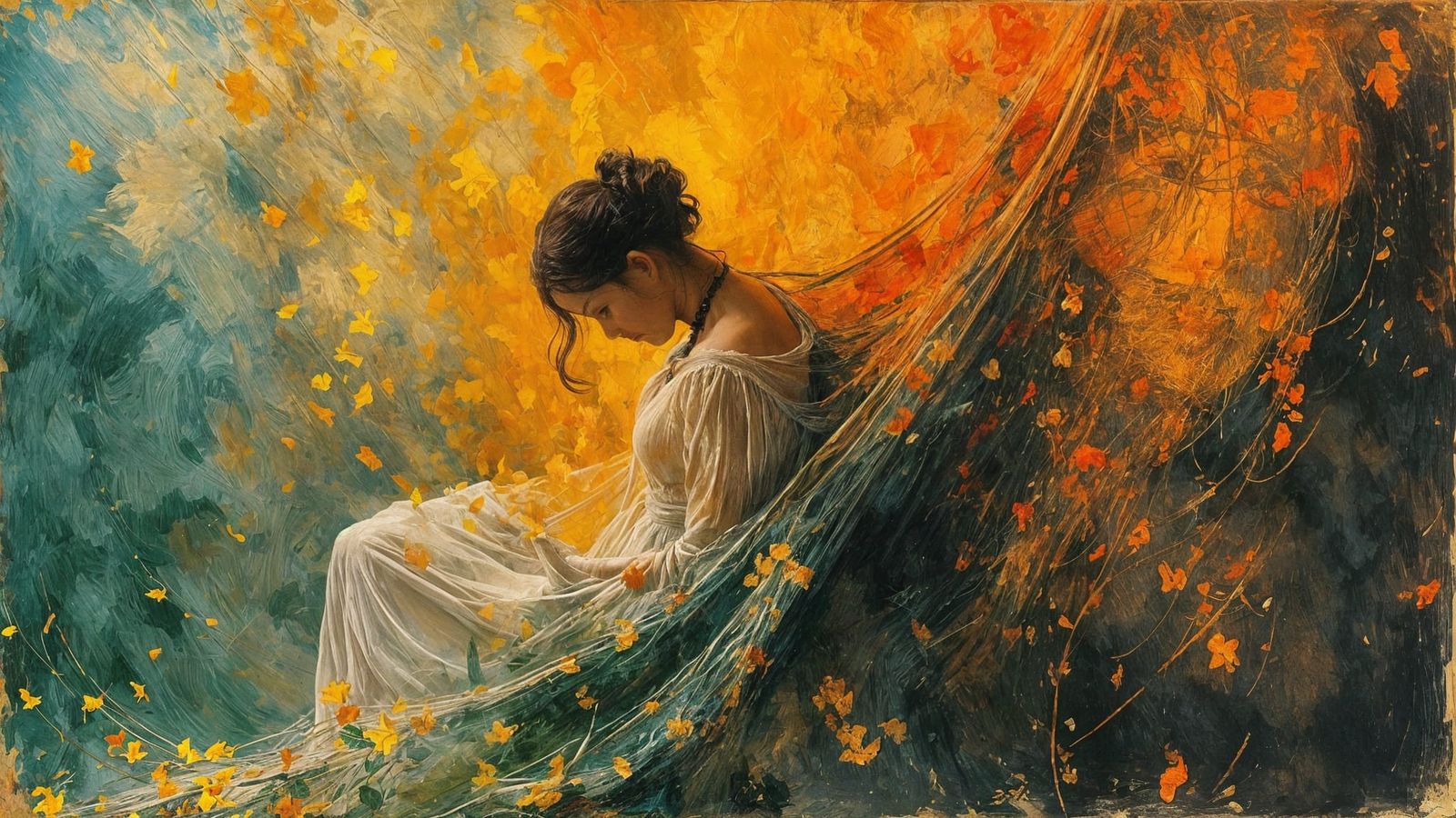 Victorian Dreamscape in Dark Oil Paint Style