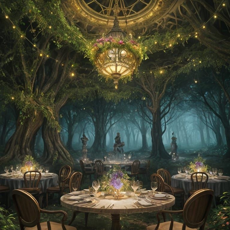 Clockwork Owl Serves Stardust Latte in Enchanted Garden Cafe