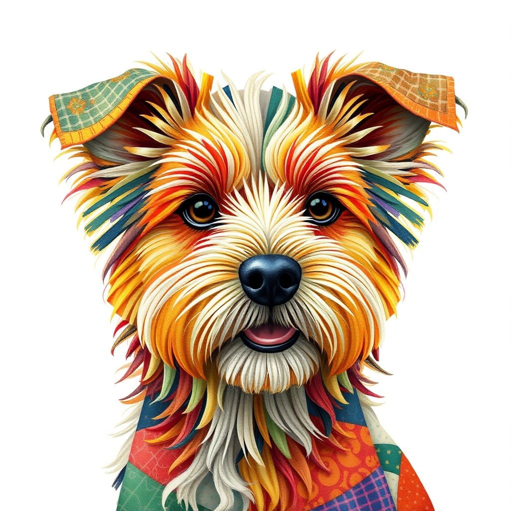 Whimsical Quilted Dog in Vibrant Patchwork Fabrics