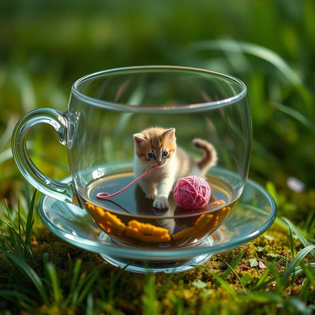 Kitten's Tiny World Inside a Teacup