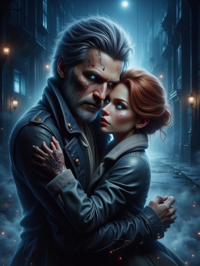 Dramatic Embrace in Finnish Landscape, Watercolour Drawing