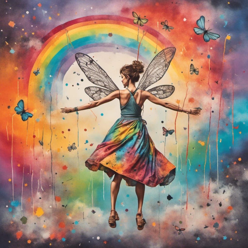 Rainbow Painter in Psychedelic Pop-Surrealism Style