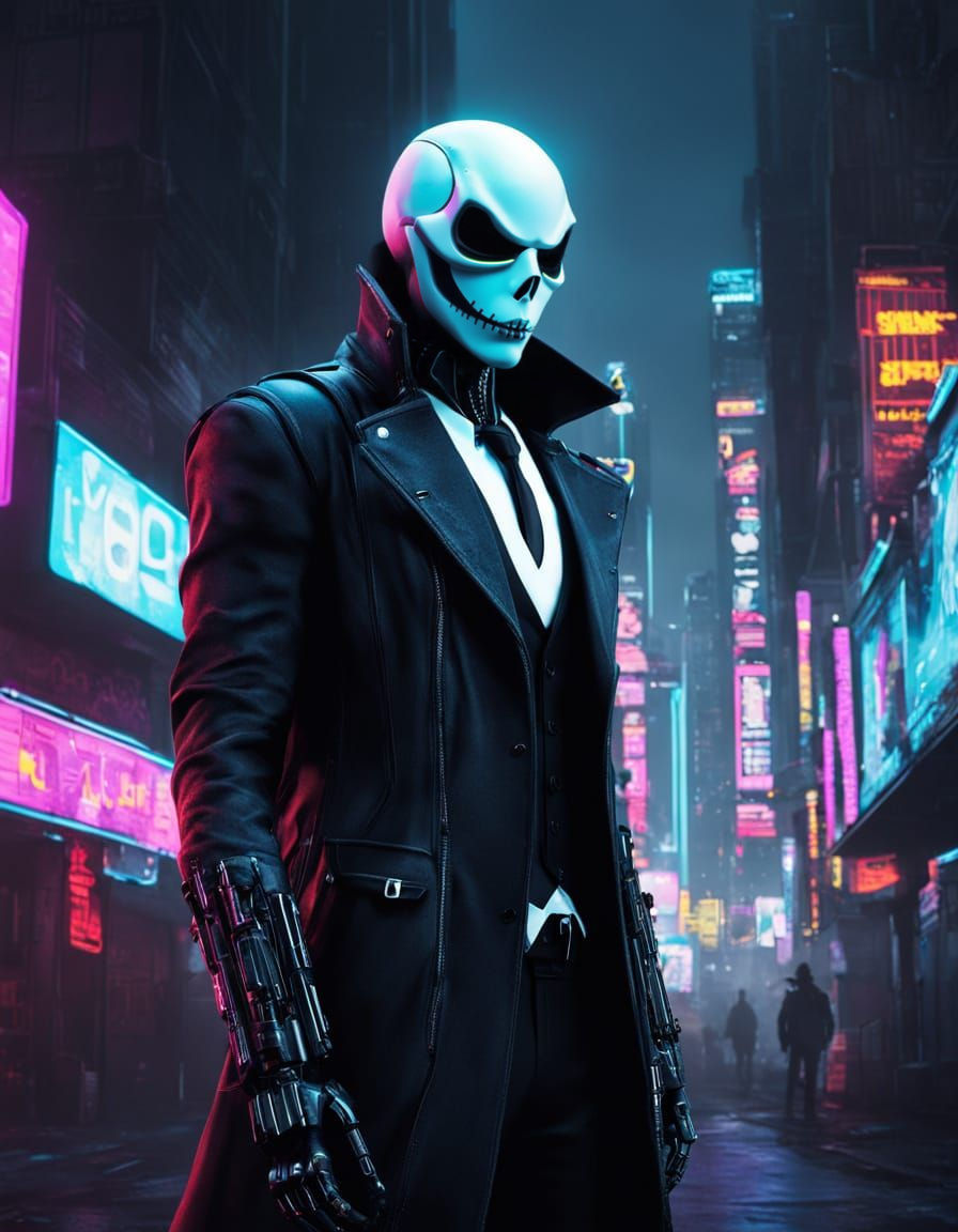 Biopunk Hybrid Portrait in Neon City