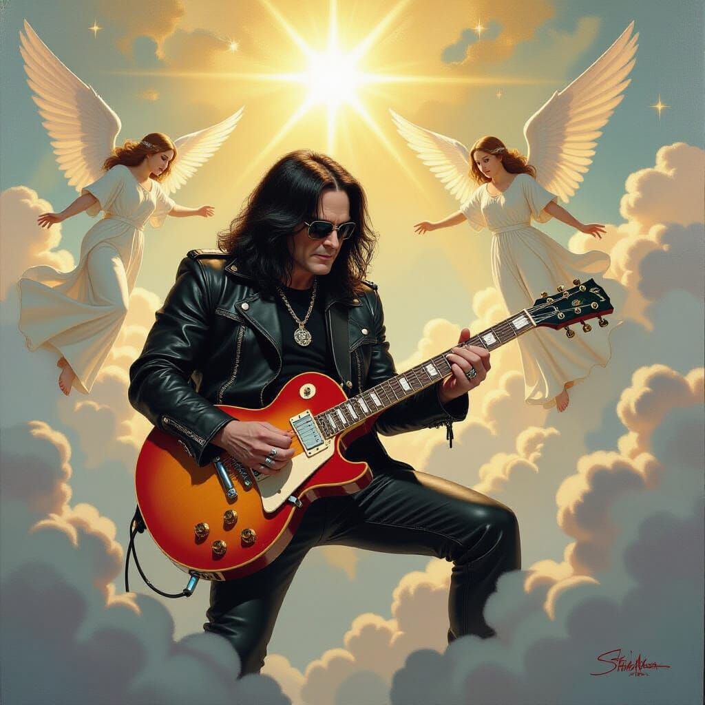 Ozzy Osbourne's Heavenly Concert: A Comic Book Oil Painting