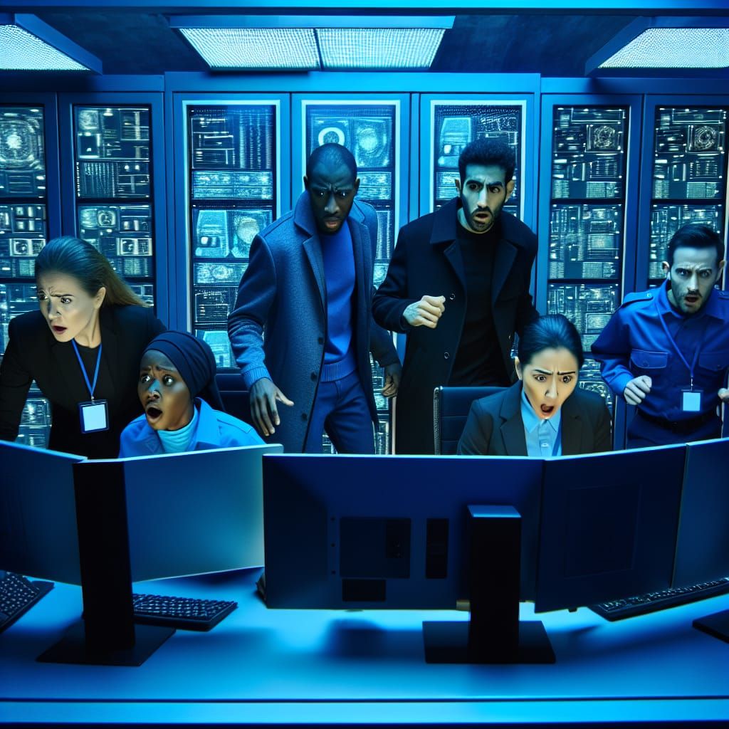 Cyberattack in Security Control Room: High-Stakes Scene