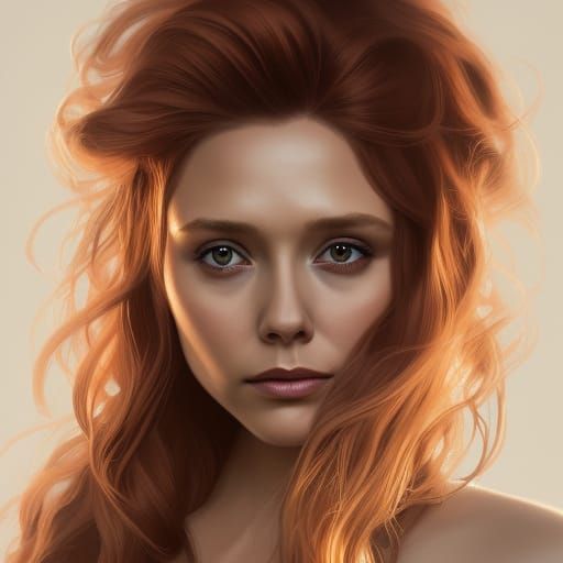Auburn-Haired Woman: Hyperdetailed Art Nouveau Portrait