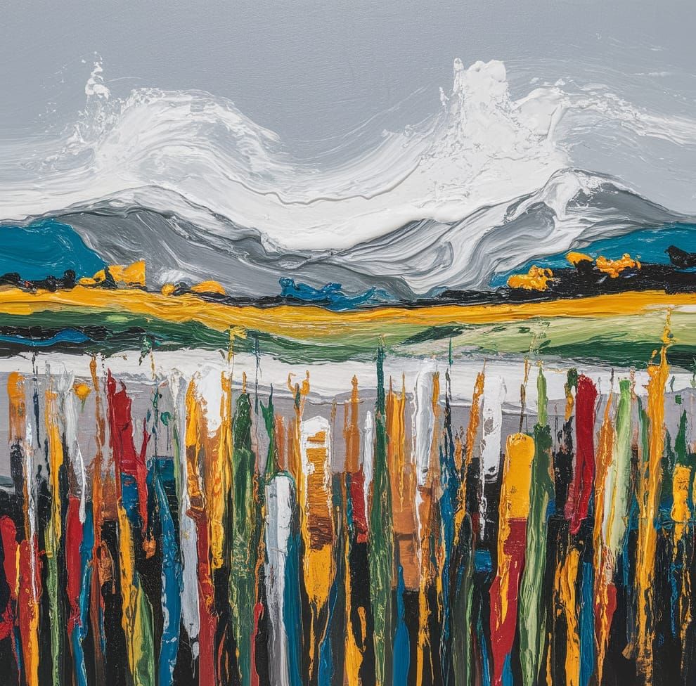 Surreal Abstract Impasto Painting of a Vague Field