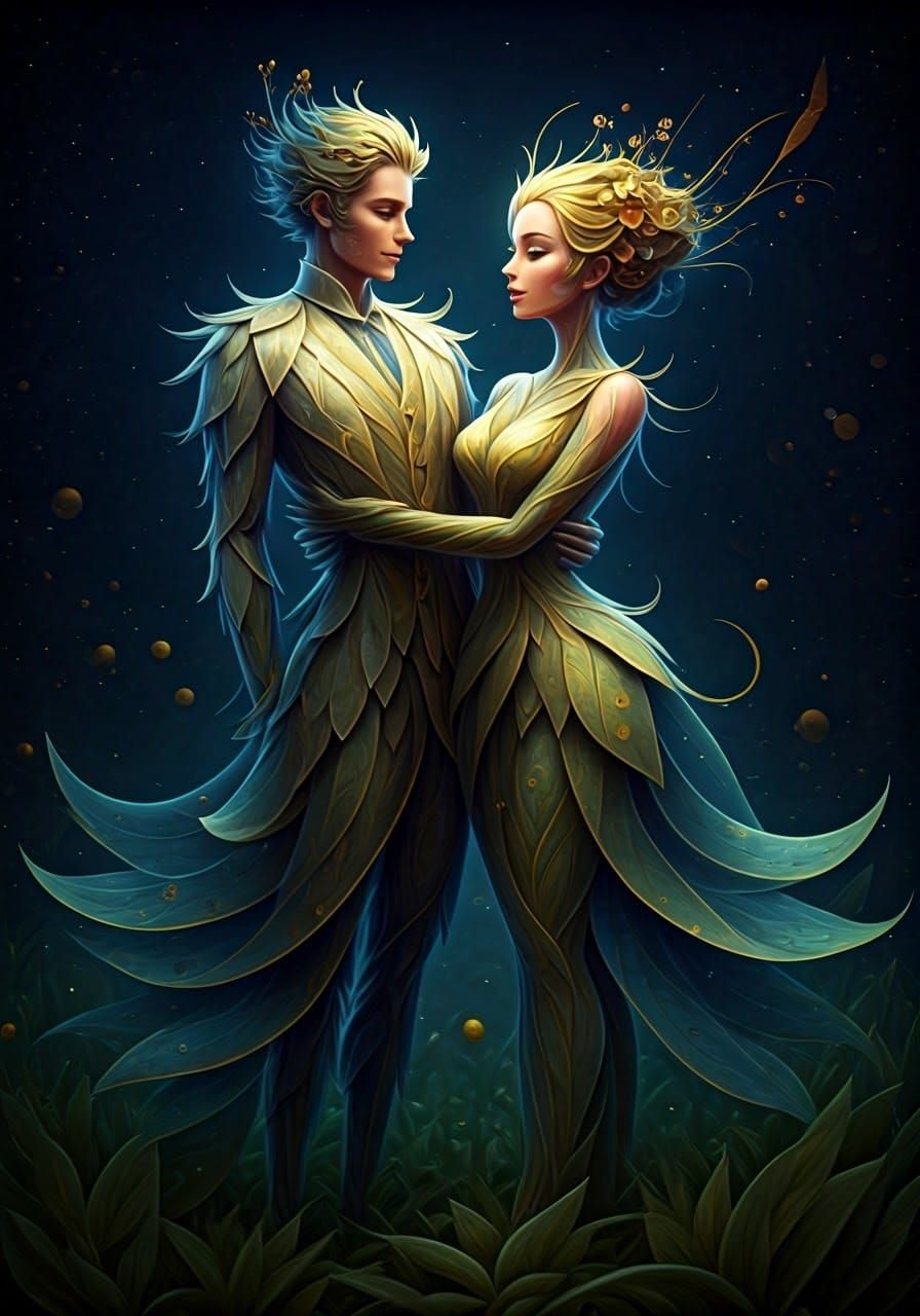 Lukas & Portia Petallic Humanoid Stick-Figures