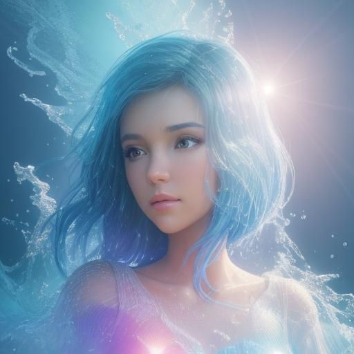 Woman Becomes Water: 3D Digital Art