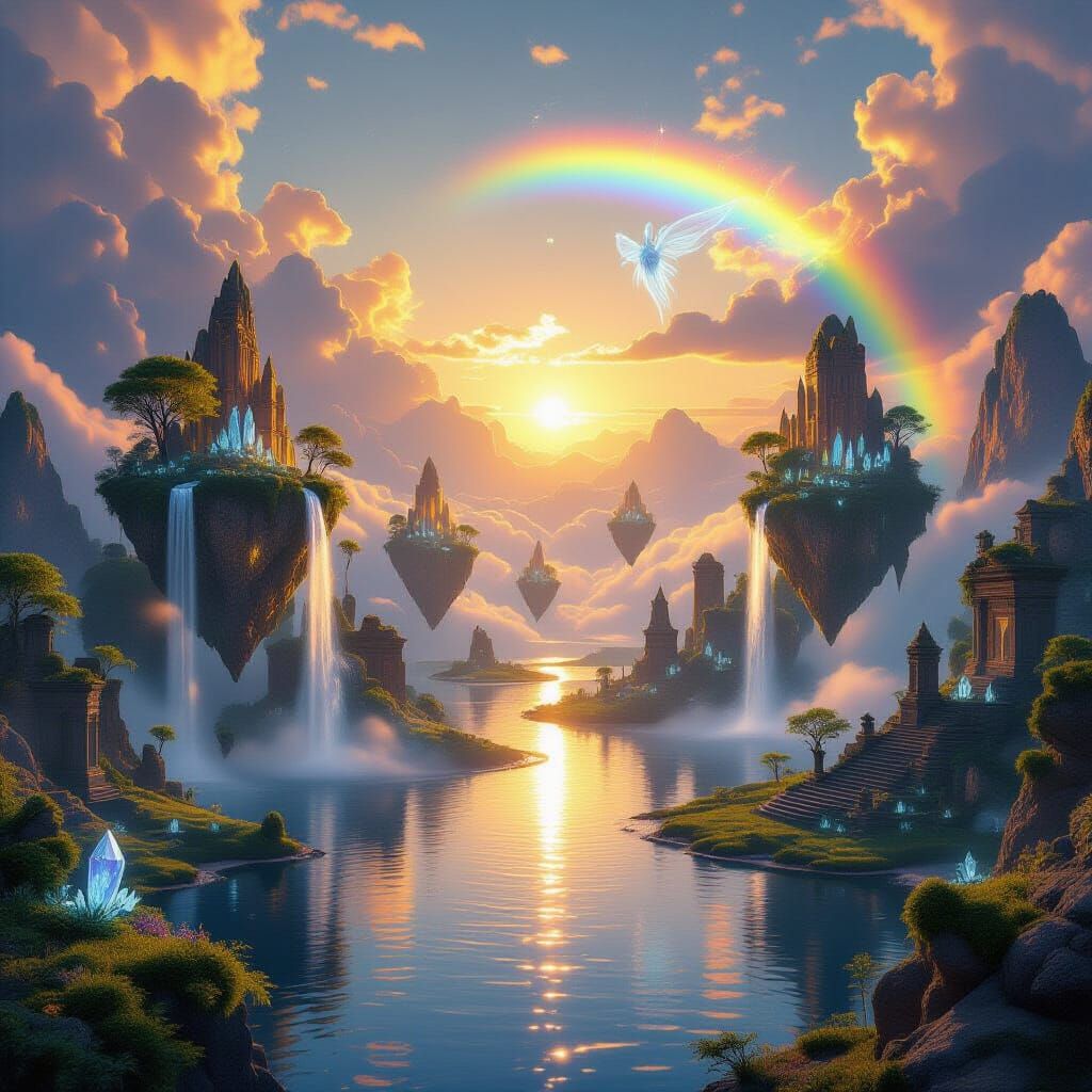Magical Floating Islands at Golden Hour